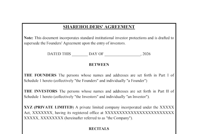 draft shareholder agreement sha